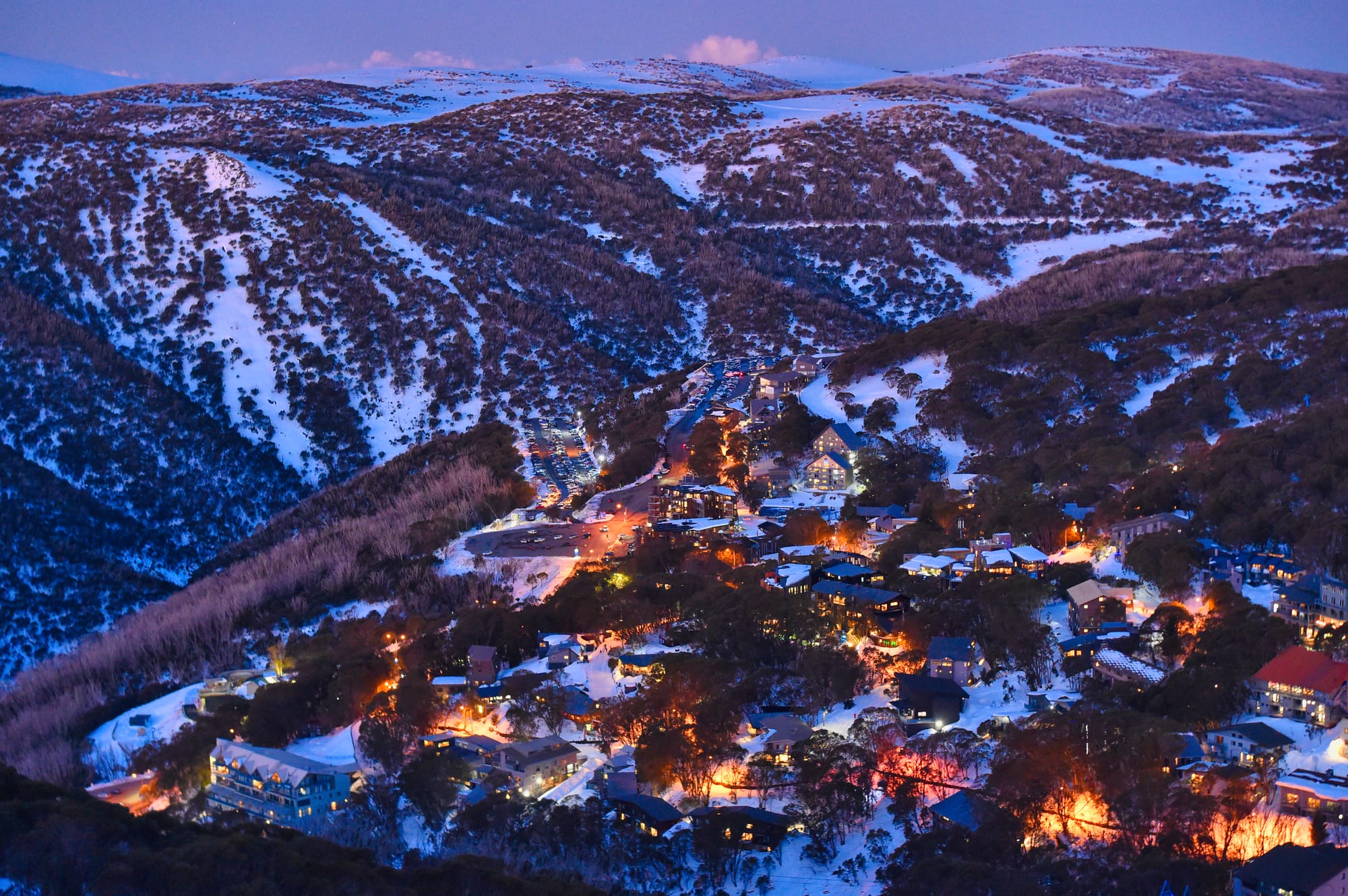 MUCH TO EXPLORE: Falls Creek, pictured at sunset, has much on offer this snow season. Id:25900