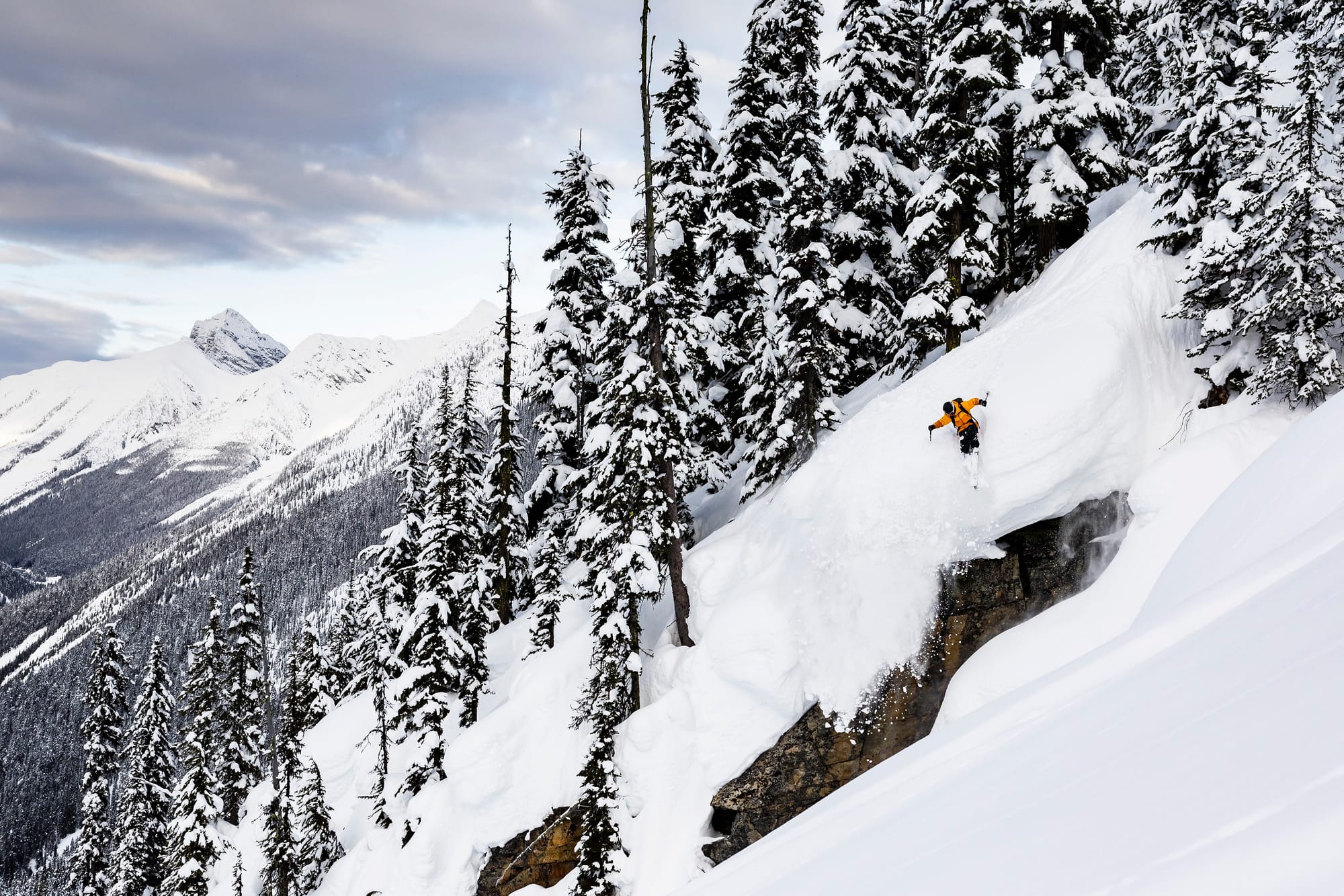 WILD: Coen Bennie-Faull sampling Canadian freeride terrain. PHOTO: Dylan Robinson