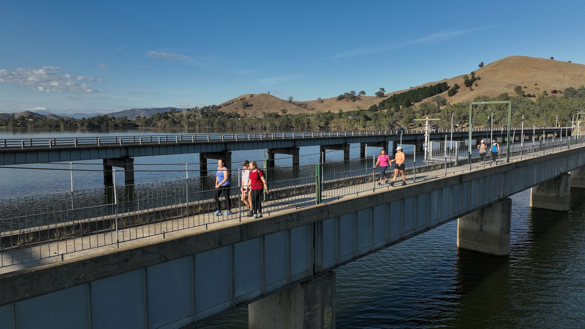 CROSSING THE BRIDGE: Walkers from Woodfield will take in the scenery around Lake Eildon as part of the 30 kilometre route.